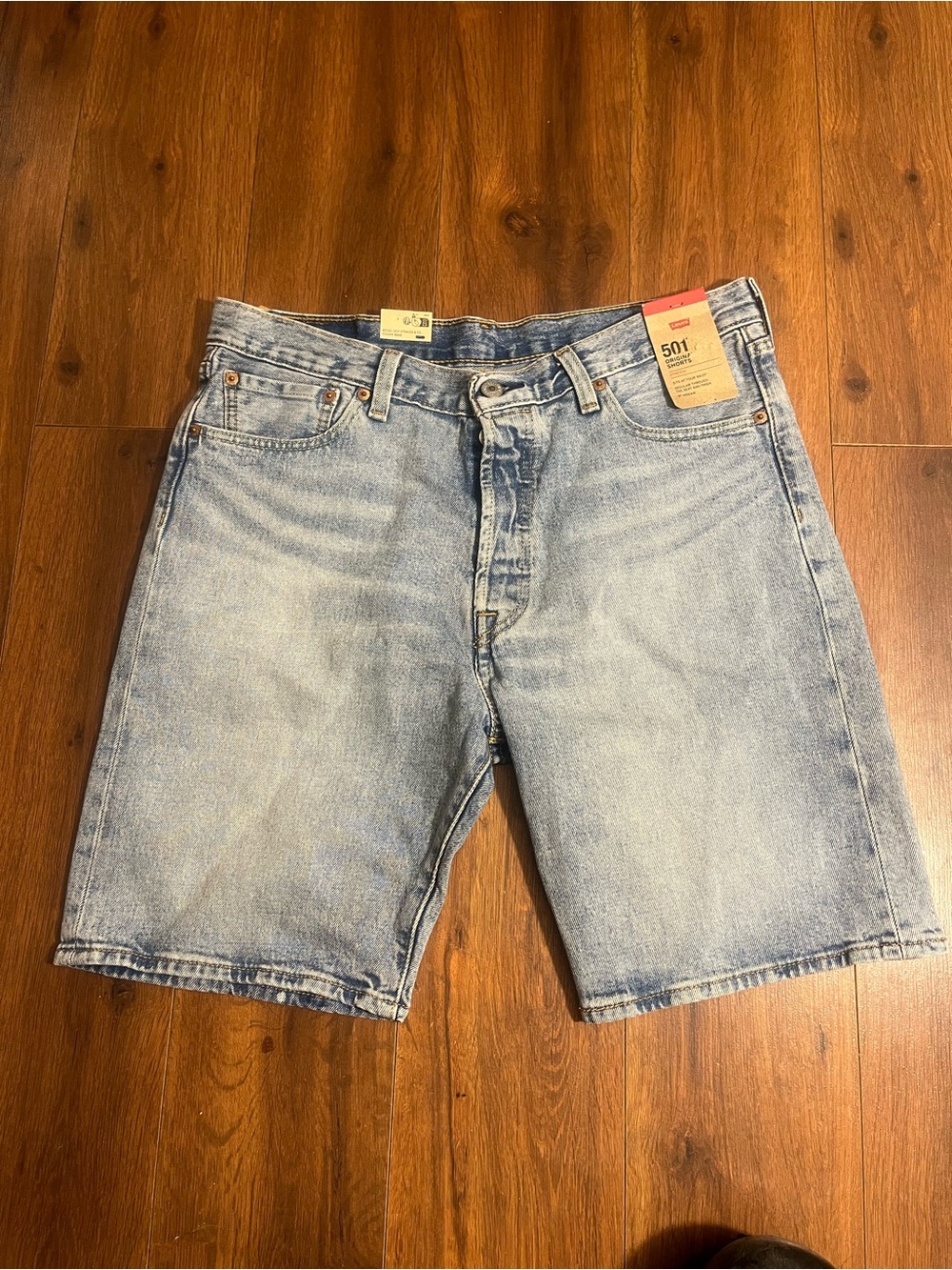Levi's 501 Light Blue Denim Jean Shorts 34 stretch